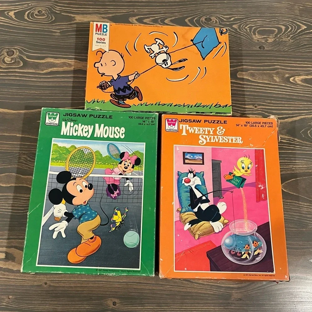 Mickey Mouse, Peanuts and Tweety Jigsaw 100 Piece Puzzle Bundle